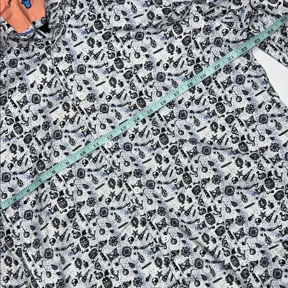 Visconti Black/White Pirate theme Button-Up - Picture 7 of 11